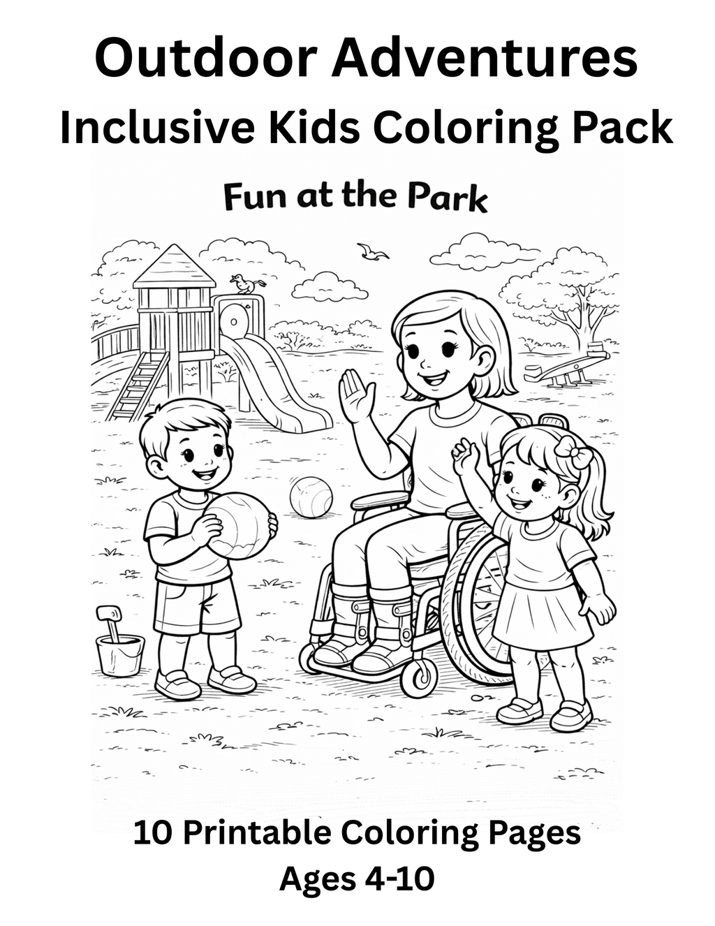 Inclusive Kids Coloring Pack 10 Printable Pages