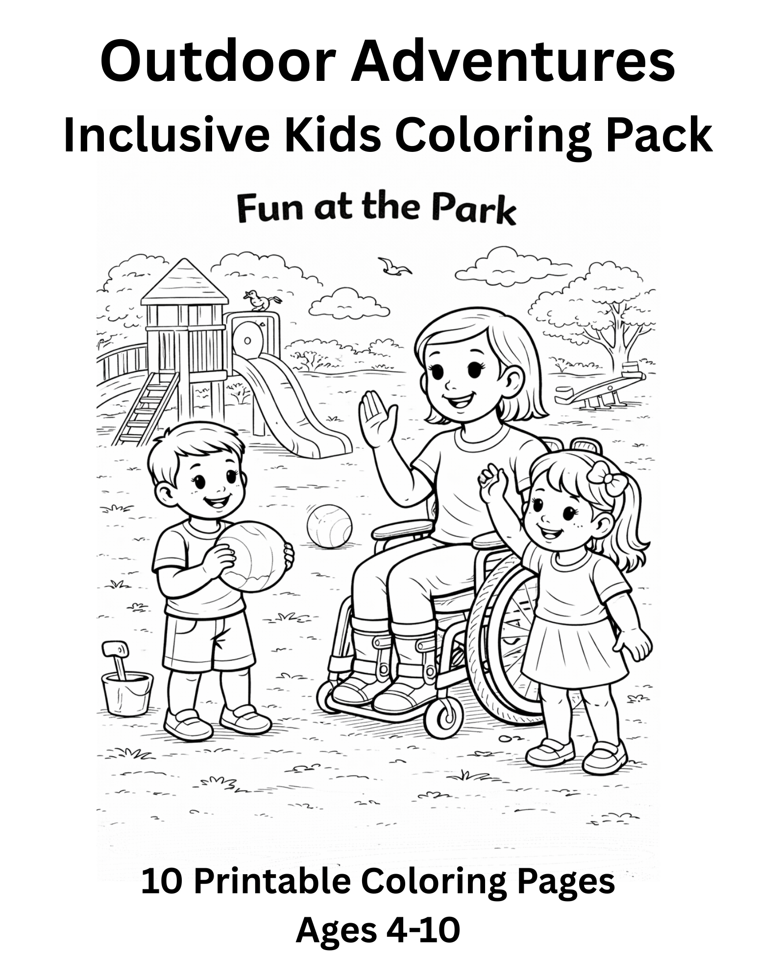 Inclusive Kids Coloring Pack 10 Printable Pages