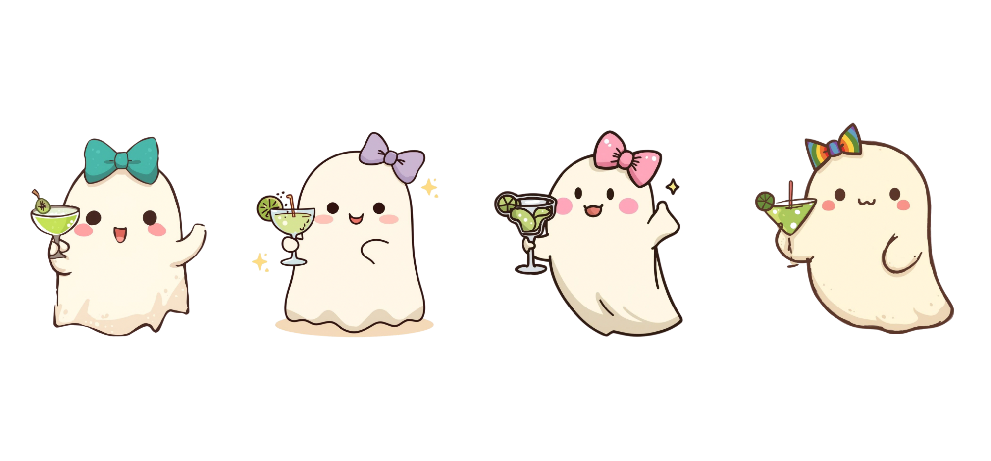 Cute Ghost Friends Cocktail Glass 16oz